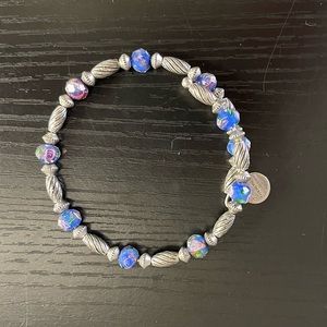 Alex and Ani silver tone blue colorful bead bracelet wrap